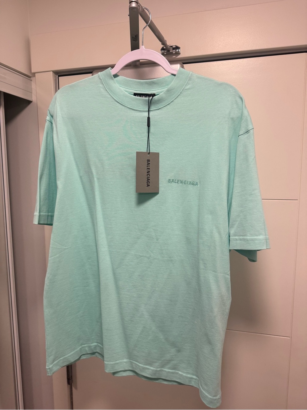Balenciaga Mint Green Short Sleeve Logo T-Shirt